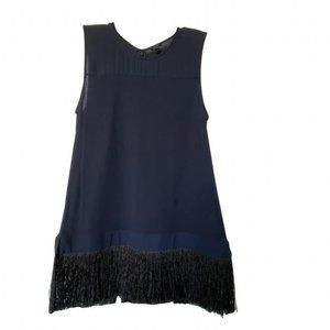 J.Crew Navy & Black Tassel Fringe Top